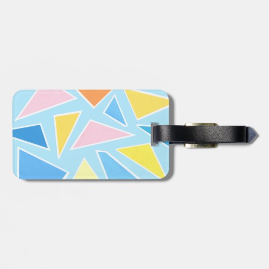 Pastel driehoeken op Bord blauw Bagagelabel (Achterkant horizontaal)