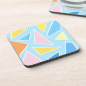 Pastel driehoeken op Bord blauw Bier Onderzetter (Linkerzijde)