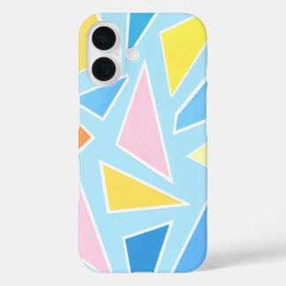 Pastel driehoeken op Bord blauw iPhone 16 Hoesje