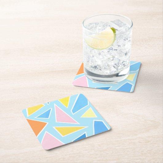 Pastel driehoeken op Bord blauw Kartonnen Onderzetters (Insitu)