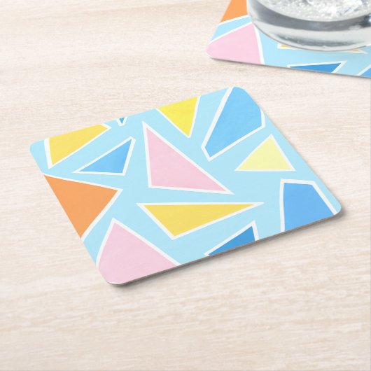 Pastel driehoeken op Bord blauw Kartonnen Onderzetters (Schuin)