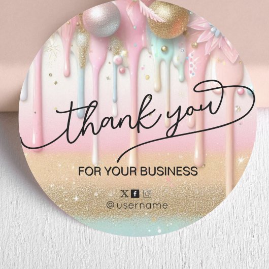 Pastel drip Business Branding Bedankt Ronde Sticker