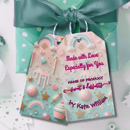 Pastel Drip Cookie en Dessert Verpakking Cadeaulabel