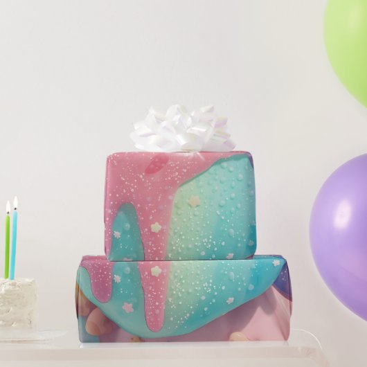 Pastel Drip Kawaii Snoep Karakter Kunst Cadeaupapier (Feestgeschenken)