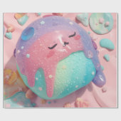 Pastel Drip Kawaii Snoep Karakter Kunst Cadeaupapier (Vlak)