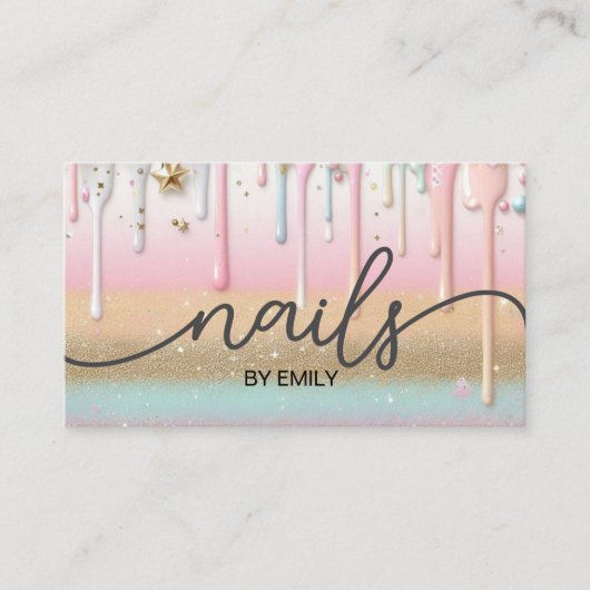 Pastel Drip nagelsalon Manicurist Klantenkaartje (Voorkant)