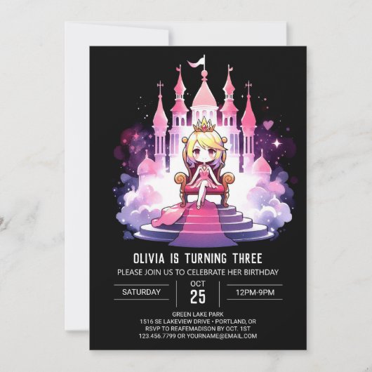 Pastel Dromerige Prinses Verjaardag Kaart (Voorkant)