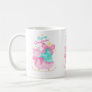 pastel droom blauw,roze en gele slee cadeau koffiemok