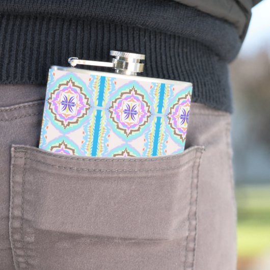Pastel Droom Boho Geometrische Kaleidoscoop Heupfles (Voorbeeld)