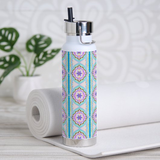 Pastel Droom Boho Geometrische Kaleidoscoop Waterfles (Yoga (Gedraaid)  )