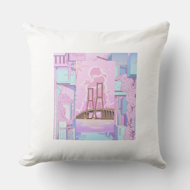 Pastel Droom Brug Kussen (Voorkant)