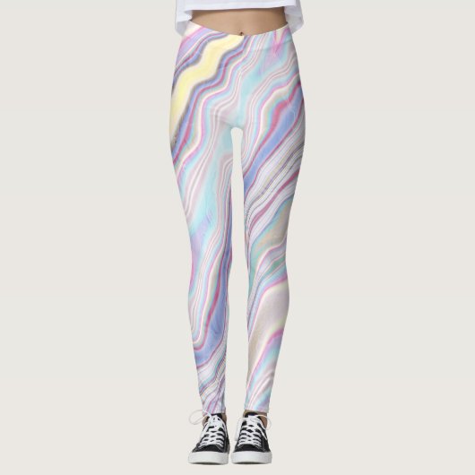 Pastel Droom Marmeren Golven Leggings (Voorkant)