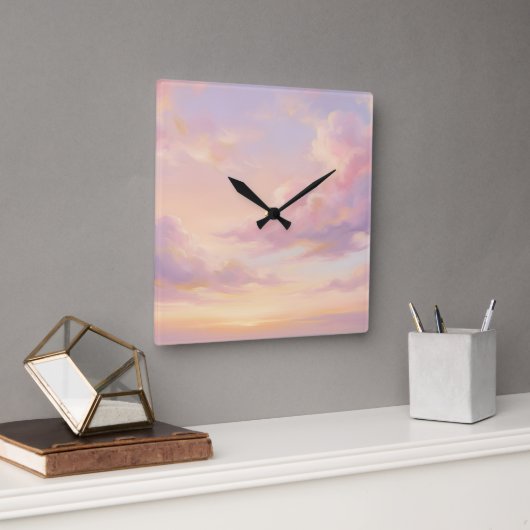 Pastel Droom: moderne luchtstudie in renaissancest Vierkante Klok (Kantoor)