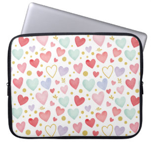 Pastel Droom Watercolor Harten Laptop Sleeve