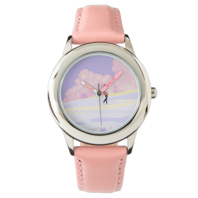 Pastel Droomlandschap Wandelaar Horloge (Voorkant)