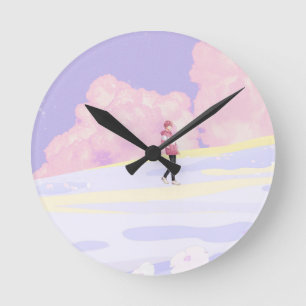 Pastel Droomlandschap Wandelaar Ronde Klok