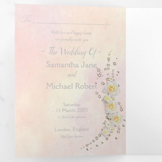 Pastel Droy Wedding Uitnodiging (Binnenzijde eerst)