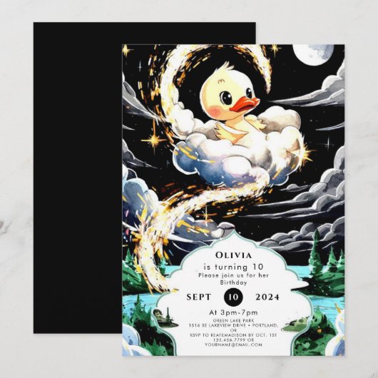 Pastel Duck Verjaardag Kaart (Voorkant / Achterkant)