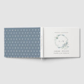 Pastel Dusky Blue Floral Wreath Weddenschap Monogr Gastenboek (Volledig)