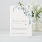 Pastel Dusky Blue Waterverf Floral Wedding Detail Informatiekaartje (Staand voorkant)