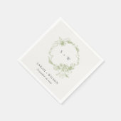 Pastel Dusky Green Floral Wreath Weddenschap Monog Servet (Hoek)