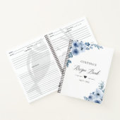 Pastel Dusty Blue Floral Recipe Book Notitieboek (Binnen)