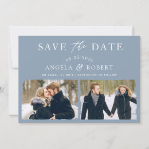 Pastel Dusty Blue Typography Bruske 2 Foto Save The Date