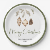 Pastel Earthy Christmas Personalized Family Plates Papieren Bordje (Voorkant)