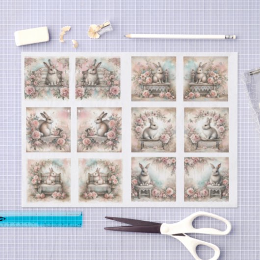 Pastel Easter Bunnies for Shells  Decoupage Tissuepapier (Craft)