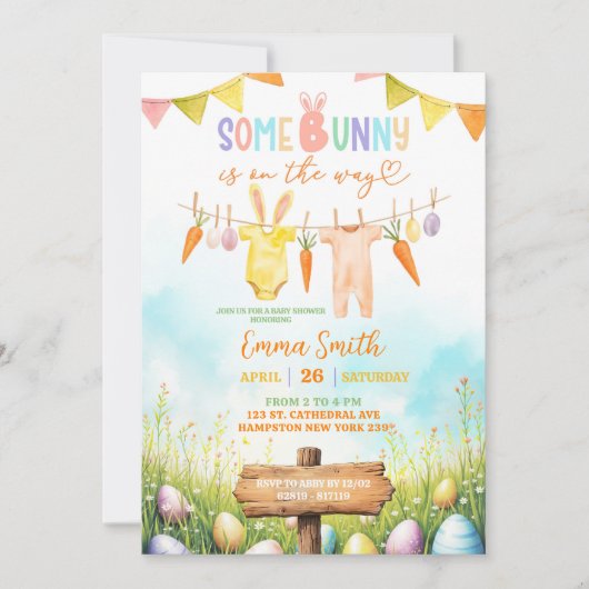 Pastel Easter Bunny Baby shower Kaart (Voorkant)