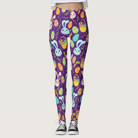 Pastel Easter Bunny Pattern Leggings (Voorkant)
