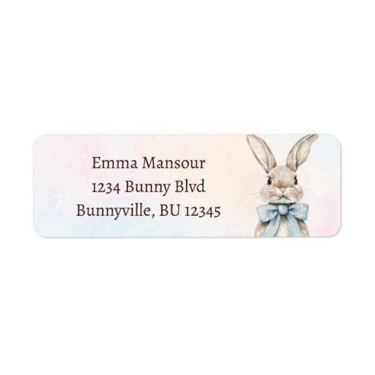 Pastel Easter Bunny Retouradres Etiket (Voorkant)