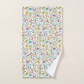 Pastel Easter Egg and Spring Floral Pattern Bad Handdoek (Handdoek)