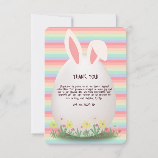 Pastel Easter Egg Bunny Baby shower Bedankkaart (Voorkant)