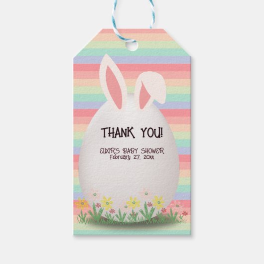 Pastel Easter Egg Bunny Baby shower Cadeaulabel (Voorkant)
