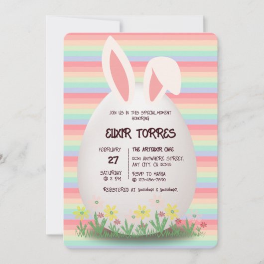 Pastel Easter Egg Bunny Baby shower Kaart (Voorkant)