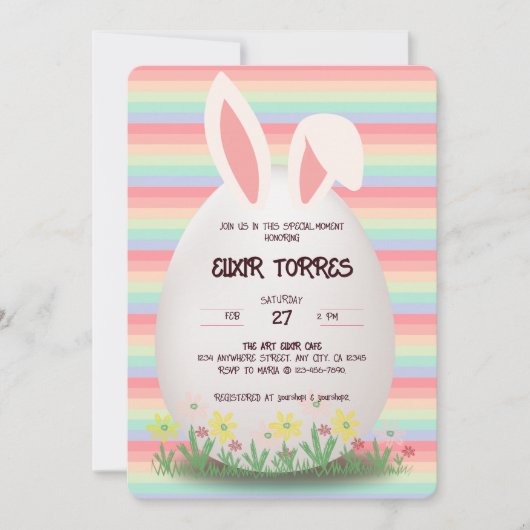 Pastel Easter Egg Bunny Baby shower Kaart (Voorkant)