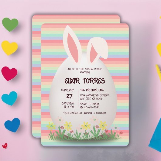 Pastel Easter Egg Bunny Baby shower Kaart