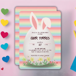 Pastel Easter Egg Bunny Baby shower Kaart