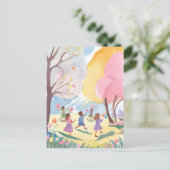 Pastel Easter Egg Hunt Bloemen Handgemaakte Waterv Feestdagenkaart (Staand voorkant)