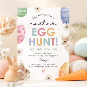 Pastel Easter Egg Hunt Party Schattige Bloemenkoni Kaart