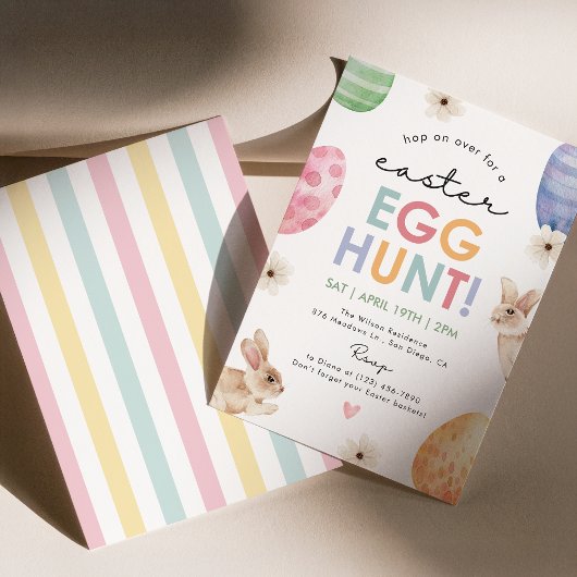 Pastel Easter Egg Hunt Party Schattige Bloemenkoni Kaart