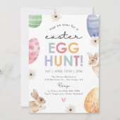 Pastel Easter Egg Hunt Party Schattige Bloemenkoni Kaart (Voorkant)