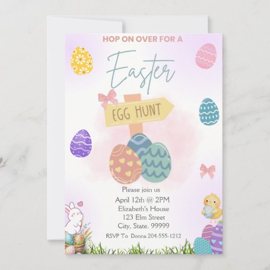 Pastel Easter Egg Hunt Party Uitnodiging (Voorkant)