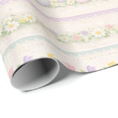 Pastel Easter Egg Stripe – Tulips & Florals Cadeaupapier (Rol Hoek)