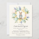 Pastel Easter Egg Wreath Bunny Invitation Feestdagenkaart (Voorkant)