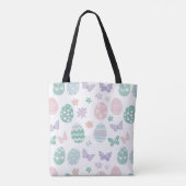 Pastel Easter Eggs and Butterflies Patroon Tote Bag (Achterkant)