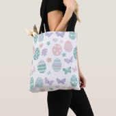 Pastel Easter Eggs and Butterflies Patroon Tote Bag (Dichtbij)