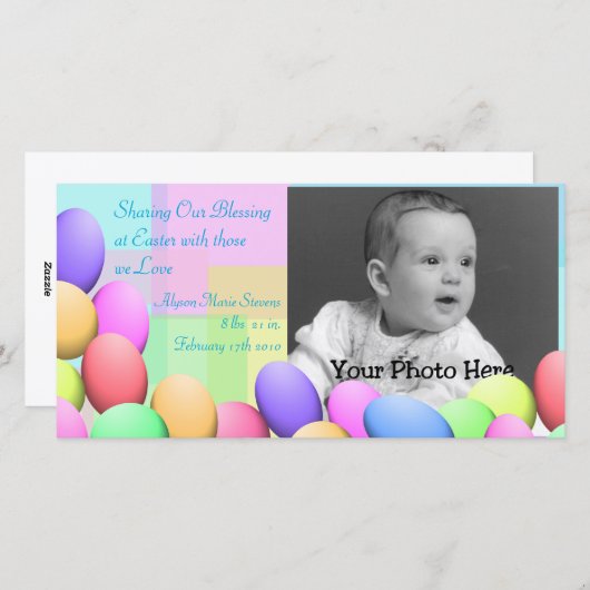 Pastel Easter Eggs Baby aankondiging (Voorkant / Achterkant)