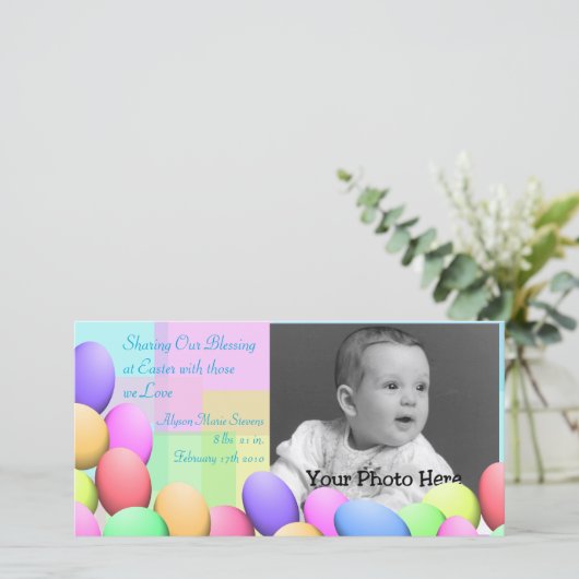 Pastel Easter Eggs Baby aankondiging (Staand voorkant)